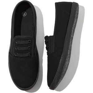 Women's Black Mno Canvas Slip On Sneakers Casual Walking Non Slip Work Shoes